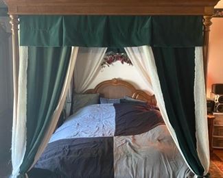 Four Poster Canopy Queen Waterbed w/Top Mattress - 94" Long x 72" Wide x 80" Tall - Pre-Sale $500