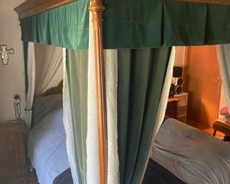Four Poster Canopy Queen Waterbed w/Top Mattress - 94" Long x 72" Wide x 80" Tall - Pre-Sale $500