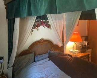 Four Poster Canopy Queen Waterbed w/Top Mattress - 94" Long x 72" Wide x 80" Tall - Pre-Sale $500