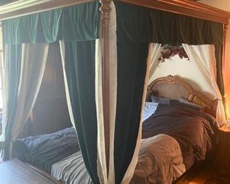 Four Poster Canopy Queen Waterbed w/Top Mattress - 94" Long x 72" Wide x 80" Tall - Pre-Sale $500