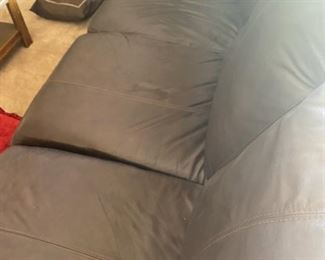 3-Seater Studded leather Brown Sofa - 91" Long x 41" Deep x 36" Tall - Pre-Sale $225