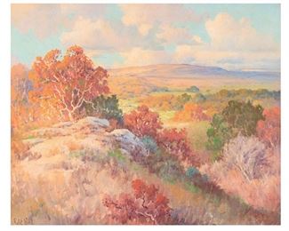 Robert Wood (1889-1979), Hill Country Autumn, oil on canvas, 24 x 30", frame: 32 x 37" (LOT #53)