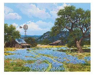 William A. Slaughter (1923-2003), Field of Bluebonnets, oil on canvas, 16 x 20”, frame: 25.5 x 29.5" (LOT #27)