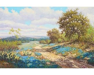 Robert Harrison (b. 1949), Bluebonnets On the Road, oil on canvas, 24 x 36”, frame: 31 x 43"  (LOT #25)