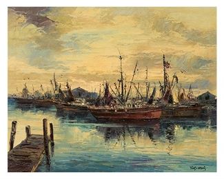 Jose Vives-Atsara (1919-2004), “Sunset at Port Aransas, Texas”, 1969, oil on canvas, 24 x 30”, frame: 32 x 38" 