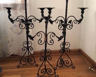 Wrought iron candle holders.