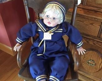 ZayZah Sailor Doll and Vintage High Chair