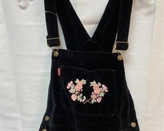 black velveteen overalls