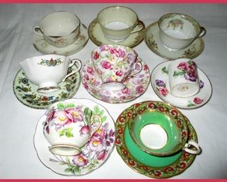 English and German Bone China Cups and Saucers
