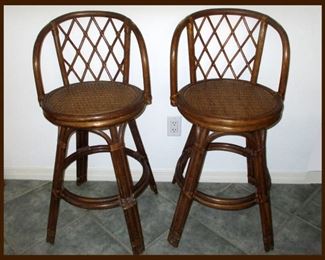 Pair of Small Rattan Bar Stools 