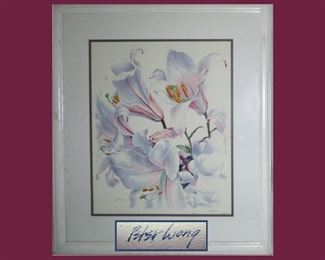 Signed Patsy Wong Print of Beautiful Flowers 