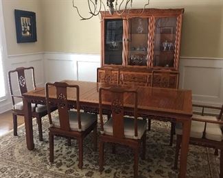 Fortune of Hong Kong Rosewood dining table and chairs circa 1982