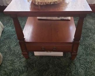 Vintage Solid wood end table with bottom drawer 21"W x 27"D x 20.5"H $135  