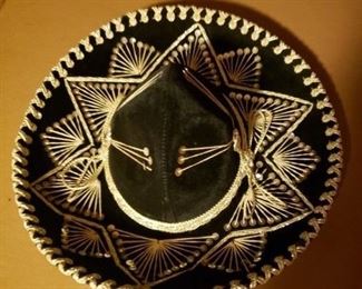 Vintage 15" Diameter Authentic Mexican Black with gold & silver Mariachi Sombrero Labazar Call 