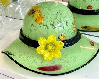 $80 - Art Glass Derby Hat Bowl 