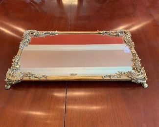 $100 - Beautiful 24K Gold Plated Mirrored Tray -18.5 x 11