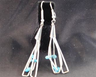 Liquid Silver and turquoise ear rings