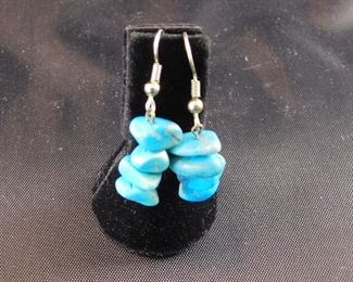 Chunk turquoise ear rings