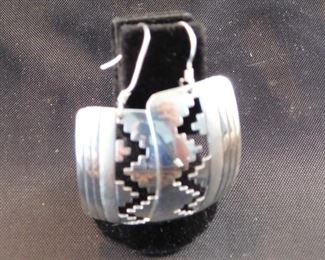 H + U Thompson Navajo Native American .925 ear rings