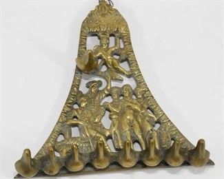 Vintage cast bronze Menorah oil lamps