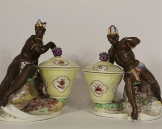 Nymphenberg porcelain Blackamoor figural dishes