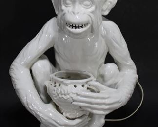 Vintage Italian ceramic monkey lamp