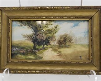 Antique watercolor landscape painting