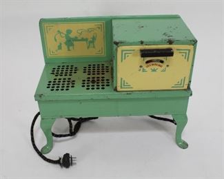 Vintage metal toy oven and stove