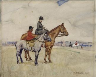 William Dacres Adams (1864-1951) fox hunting watercolor     