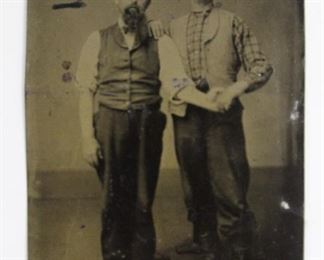 Antique tintype of affectionate men