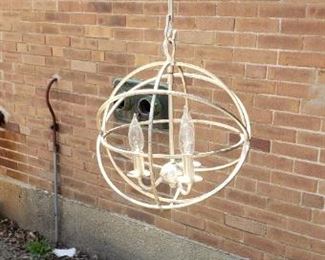 Luminaire 12" diameter x 25"H including Canopy Faux Finished gold & white Orbital 3 light hanging fixture $75