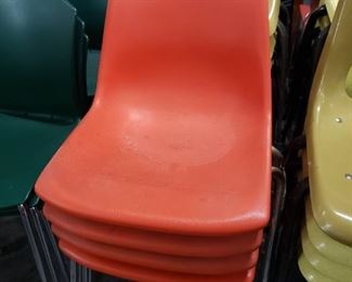 Vintage Orange Plastic MCM Stack Chairs $50 each 4 available