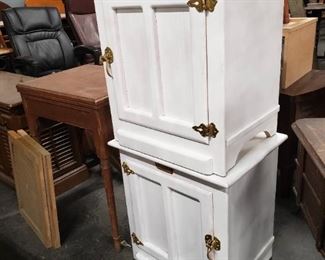 (2) Simmons White Clad White painted end table night stand cabinets 22"W x 16.5"D x 24"H     $195 for pair