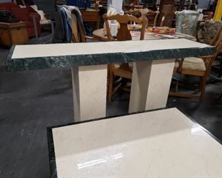 3 Pc Marble Coffee Table, End Table & Entrance Side Table.  Coffee Table: 40" x 40" x16"H End Table: 26.5" x 26.5" x 25"H  Side Table 5' x 15"D x 33"H  $1195 for set