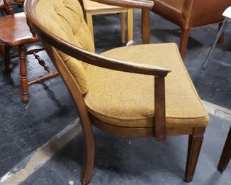 (2) Vintage MCM Mustard Seat & Tufted Back Wooden Frame Arm Chairs 25.5"W x 25"D x 31.25"H    $395