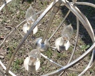 Luminaire 12" diameter x 25"H including Canopy Faux Finished gold & white Orbital 3 light hanging fixture $75