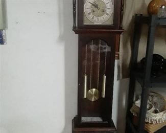 Tempus Fugit Grandfather clock. Has a box with extra weights 75 x 17.5 x 11