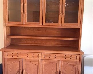 China hutch with lights. Nice storage cabinet drawers
