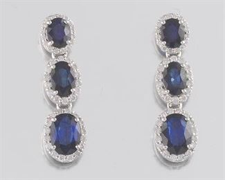 Pair of Sapphire and Diamond Earrings 