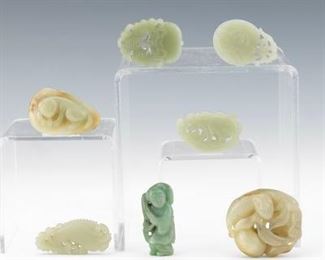 A Group of Seven Carved Jade Ornaments 