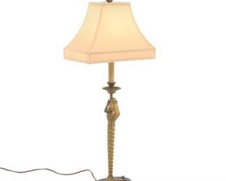Chapman Brass Frog Lamp with Silk Shade 