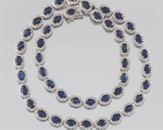 Classic Sapphire and Diamond Necklace 