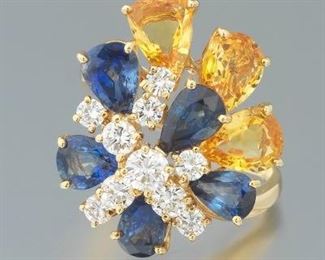 David Morris Diamond and Sapphire Ring