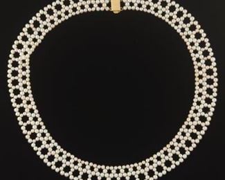 Delicately Woven Pearl Choker Necklace 