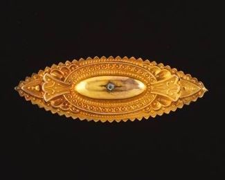 English Gold and Diamond Bar Brooch 