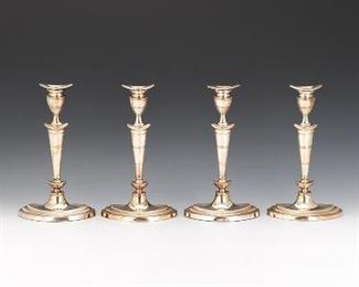 Four Silver Plated Mixed Metals Candleholders, by EllisBarker Silver Co., Birmingham, England 