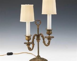 French Louis XVI Style Bronze Boudoir Lamp With Two Lights 