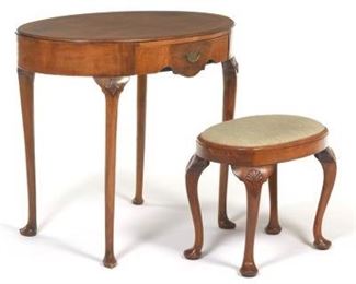 French Oval Vanity Table and Companion Stool 
