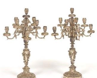 French Silver Plated Bronze Candelabrum 
