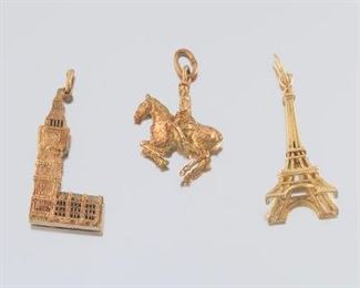 Group of Three Gold Charms 